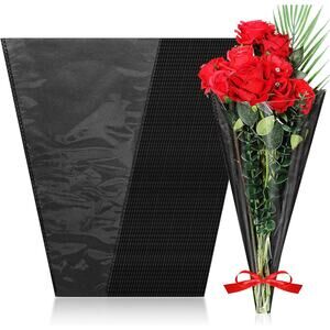 30pcs Black Bouquet Wrapping Bags 11"x3.5"x17.3" for Gifts, Weddings, Events